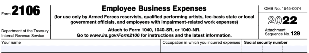 IRS Form 2106 Instructions - Employee Business Expenses