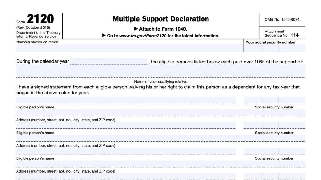 irs form 2120, multiple support declaration