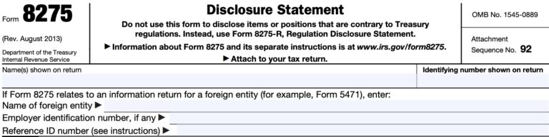 IRS Form 8275 Instructions - Disclosure Statement