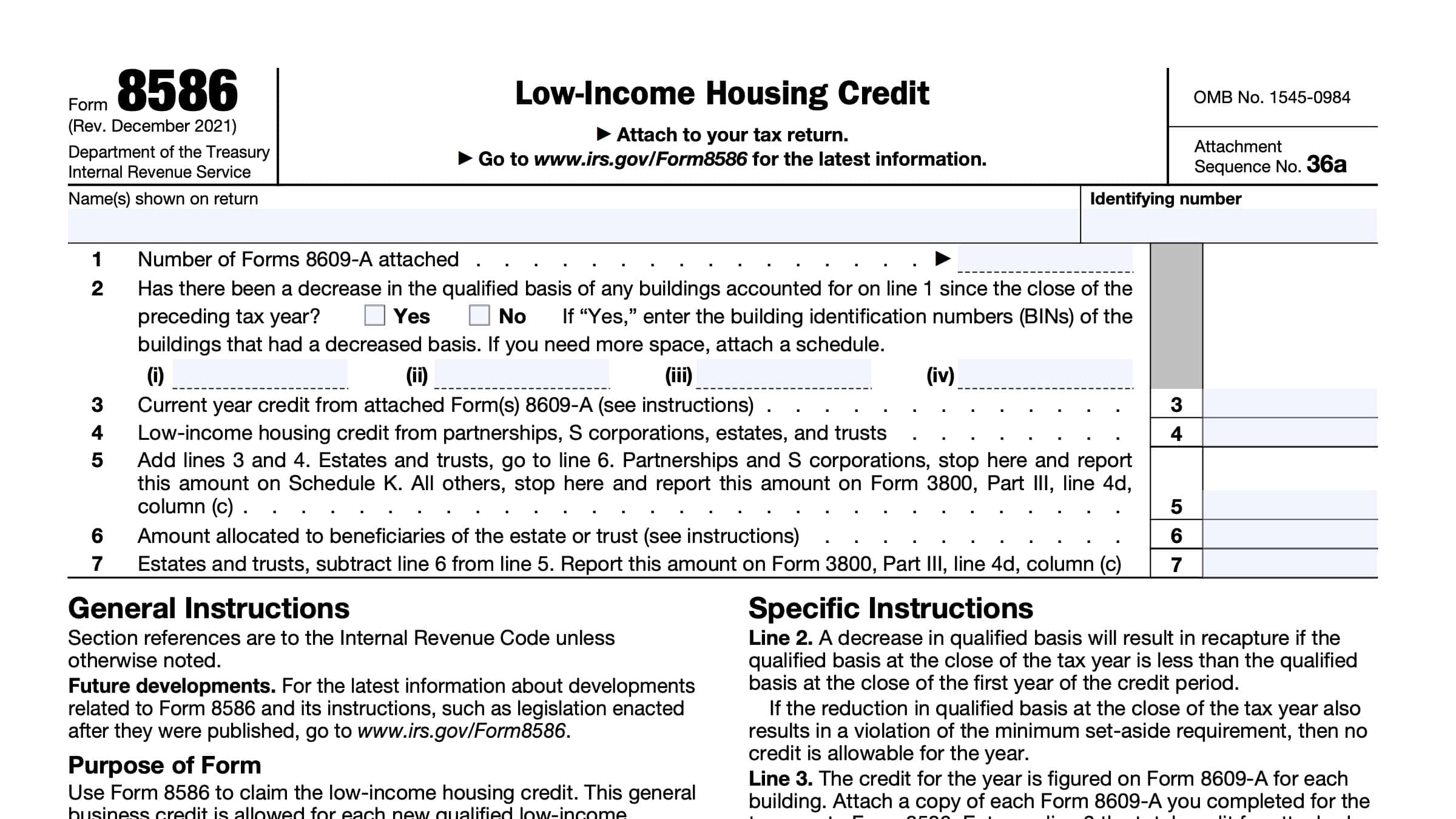 IRS Form 8586 Instructions - Low-Income Housing Credit