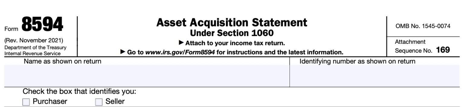 IRS Form 8594 Instructions - Asset Acquisition Statement