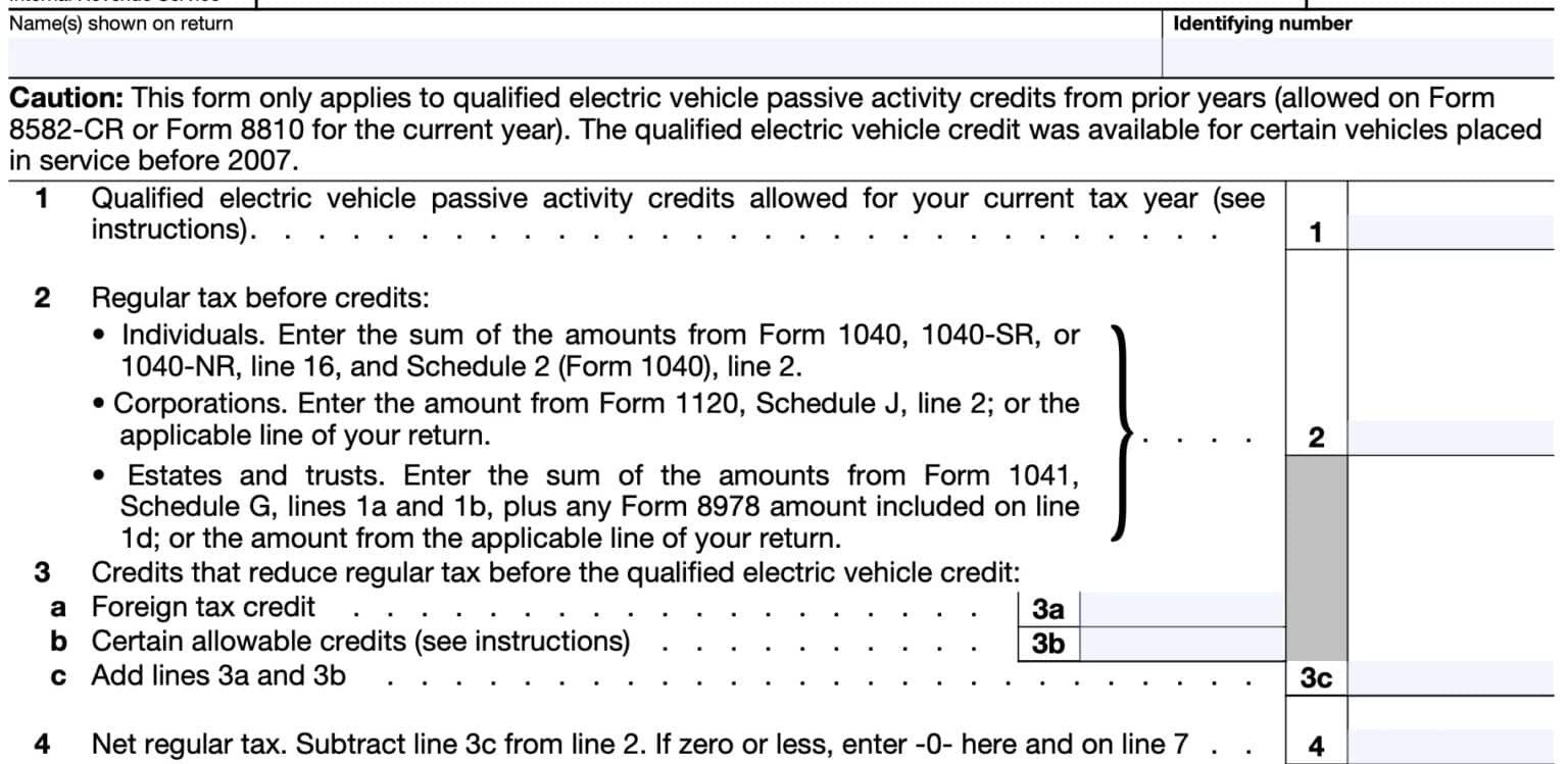 IRS Form 8834 Instructions - Qualified Electric Vehicle Credit