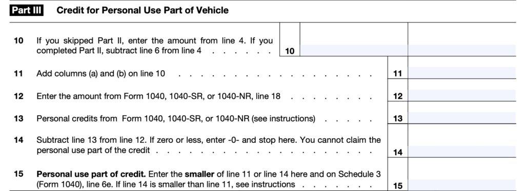 IRS Form 8910 Instructions - Alternative Motor Vehicle Credit