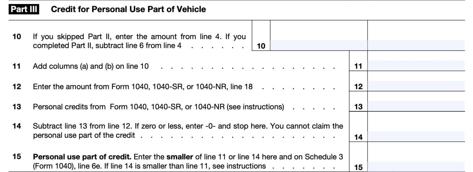 IRS Form 8910 Instructions - Alternative Motor Vehicle Credit