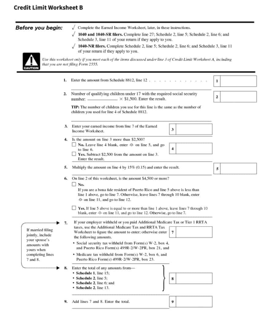 Schedule 8812 Instructions Credits for Qualifying Dependents