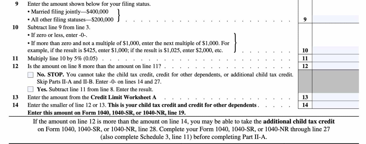 Schedule 8812 Instructions Credits for Qualifying Dependents