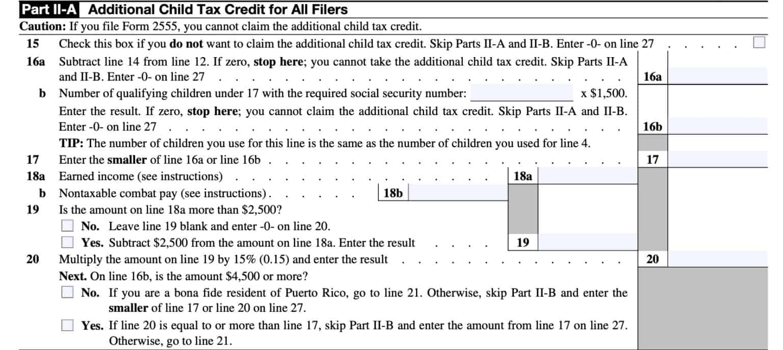 Schedule 8812 Instructions Credits for Qualifying Dependents