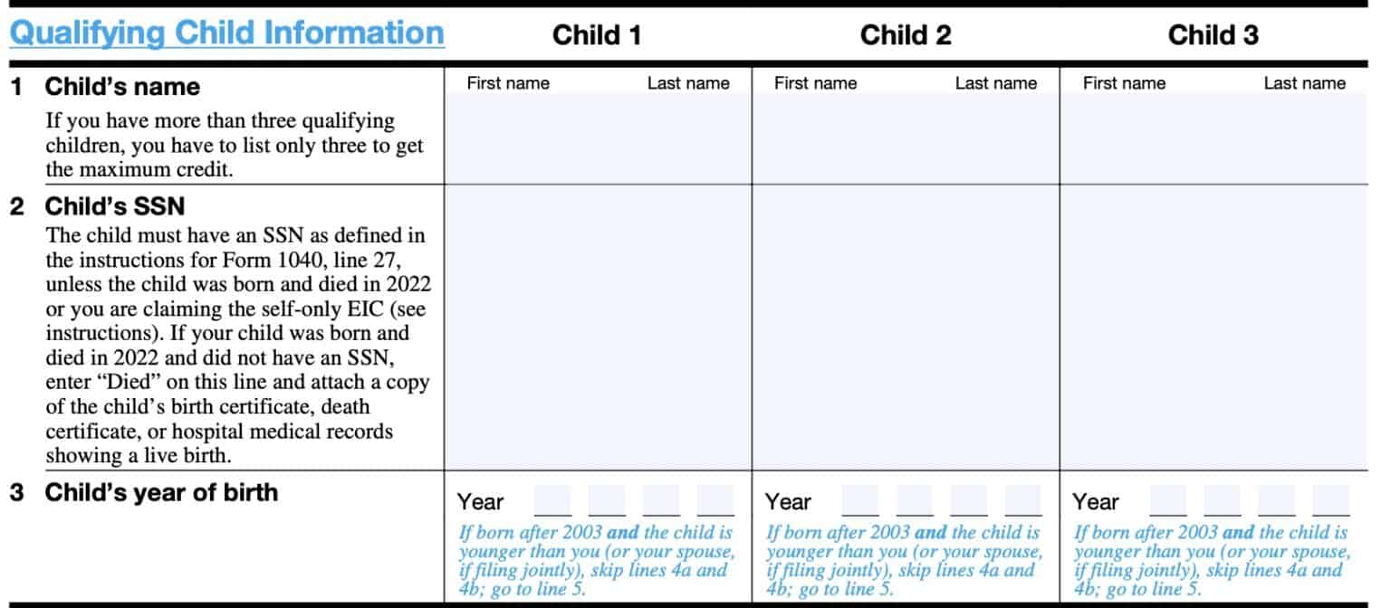 Schedule EIC Instructions Claiming the Earned Credit