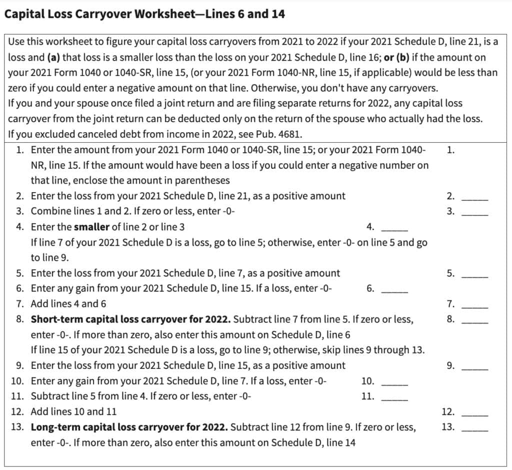 IRS Schedule D Instructions Capital Gains And Losses