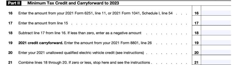 IRS Form 8801 Instructions - Credit for Prior Year Minimum Tax