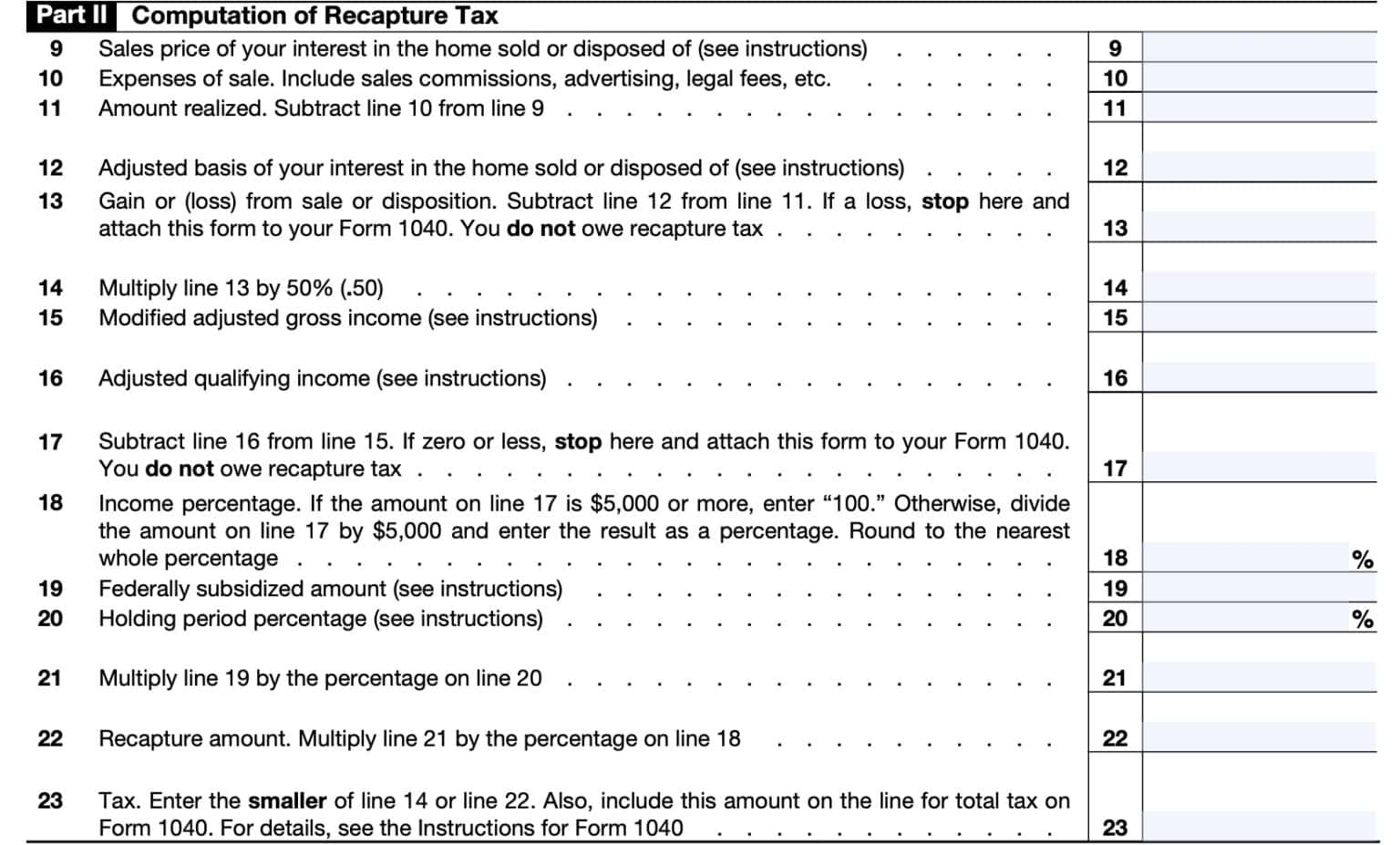 IRS Form 8828 Instructions - Federal Mortgage Subsidy Recapture