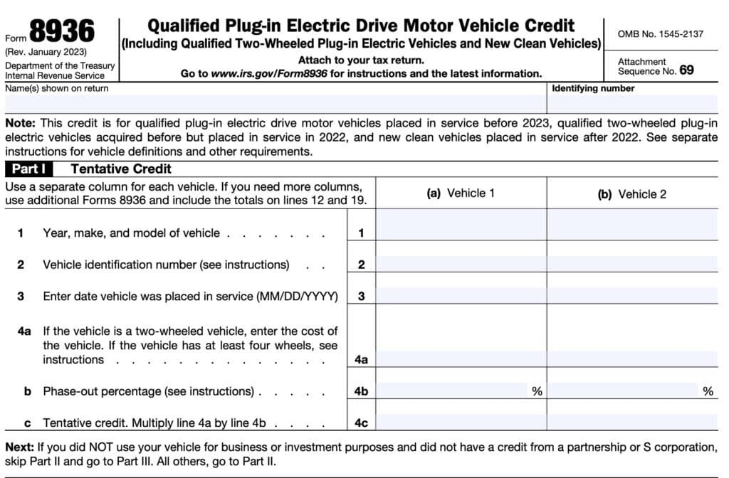 IRS Form 8936 Instructions - Qualifying Electric Vehicle Tax Credits