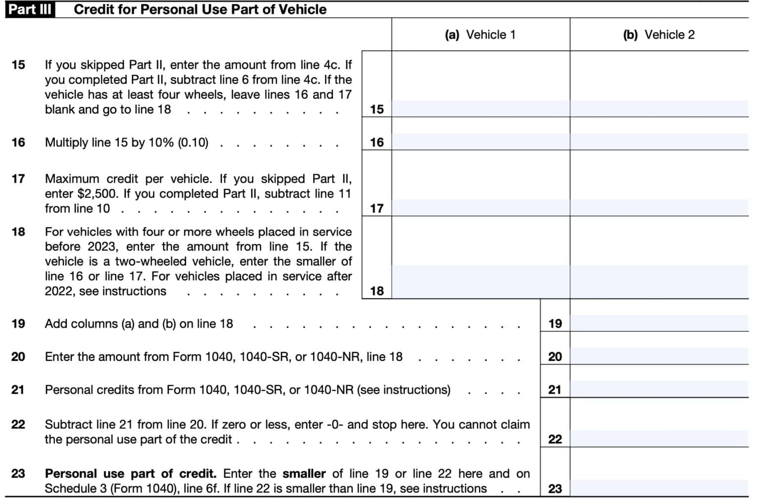 IRS Form 8936 Instructions Qualifying Electric Vehicle Tax Credits