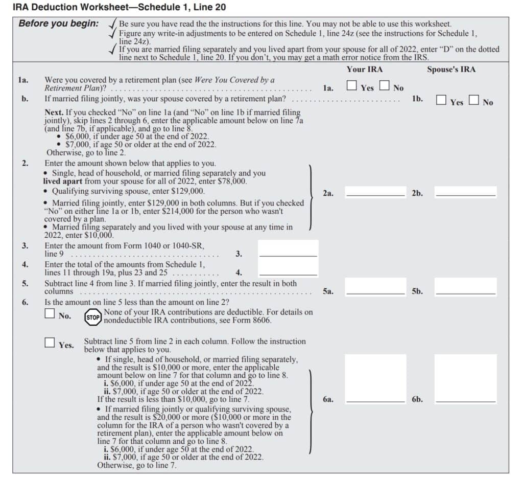 IRS Schedule 1 Instructions Additional & AGI Adjustments