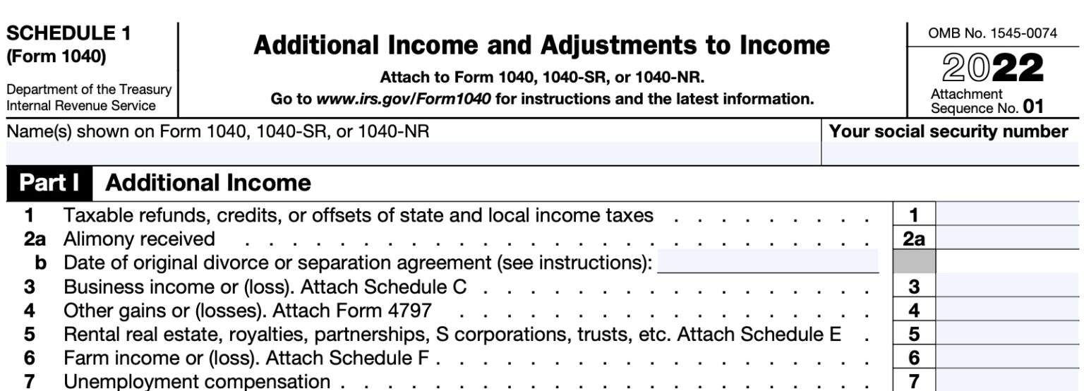 IRS Schedule 1 Instructions Additional & AGI Adjustments