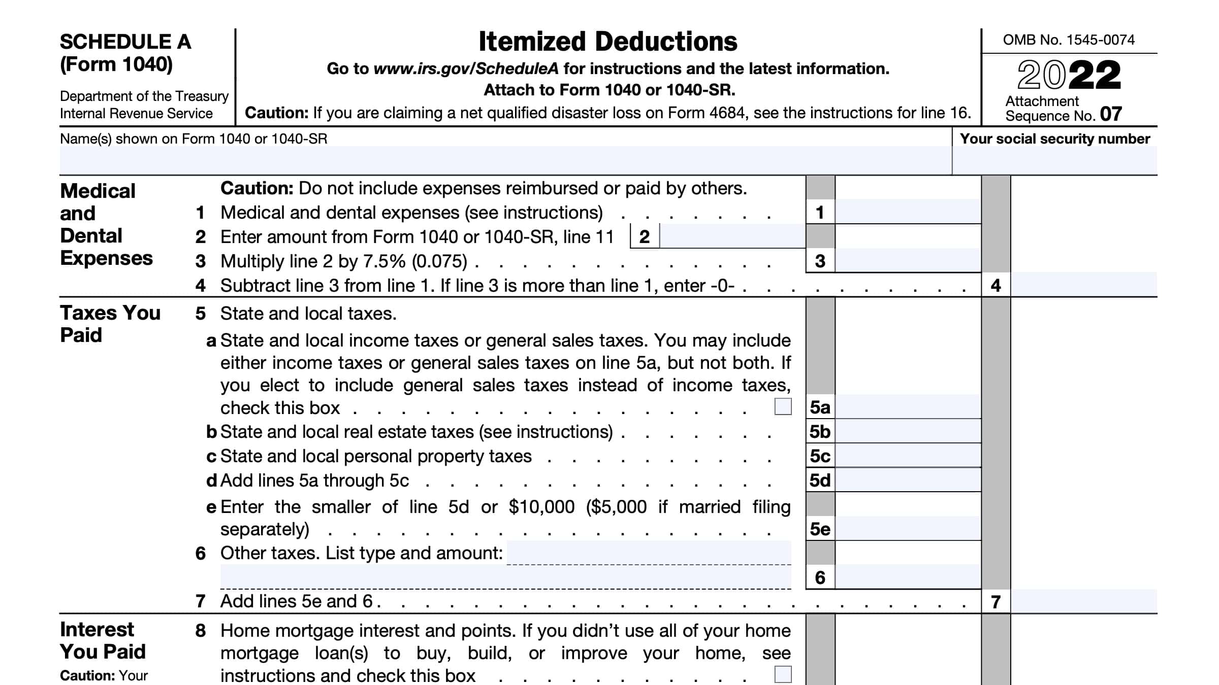 IRS Schedule A Instructions