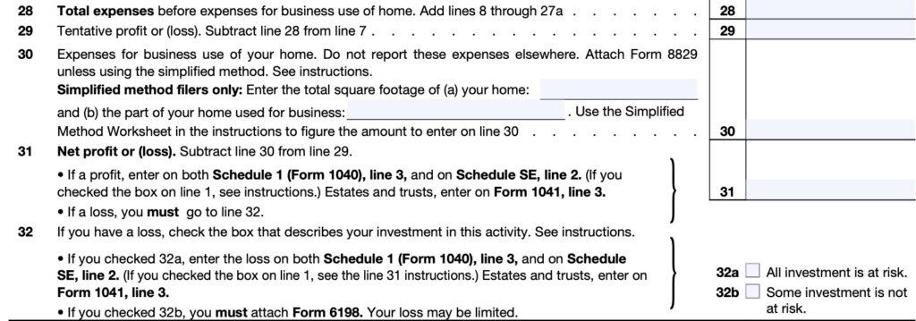 IRS Schedule C Instructions - Business Profit or Loss