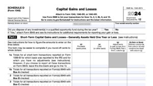 irs schedule d, capital gains and losses