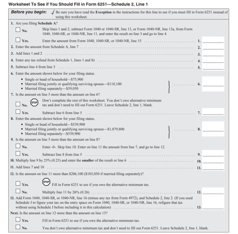 Irs Schedule 2 Instructions - Additional Taxes