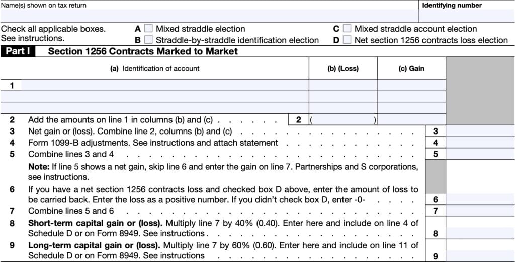 IRS Form 6781 Instructions - Section 1256 Contracts & Straddles