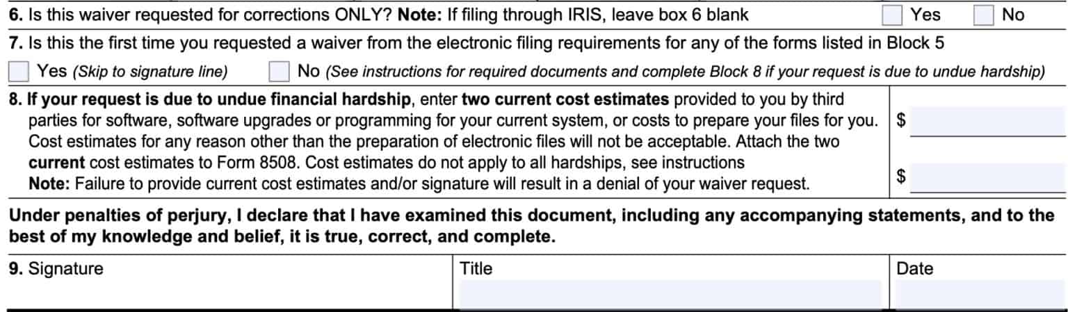 IRS Form 8508 Instructions - Waiver for Information Returns