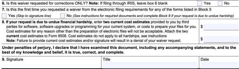 IRS Form 8508 Instructions - Waiver for Information Returns