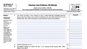 irs schedule b, interest and ordinary dividends