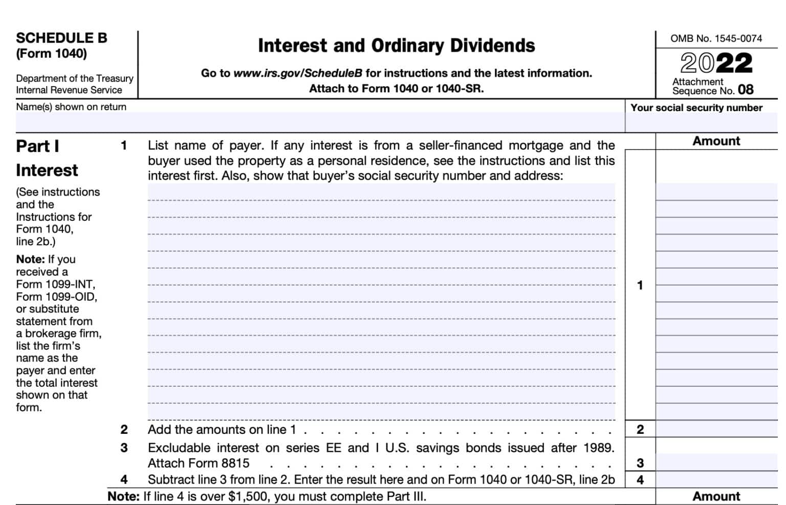 IRS Schedule B Instructions - Interest And Ordinary Dividends