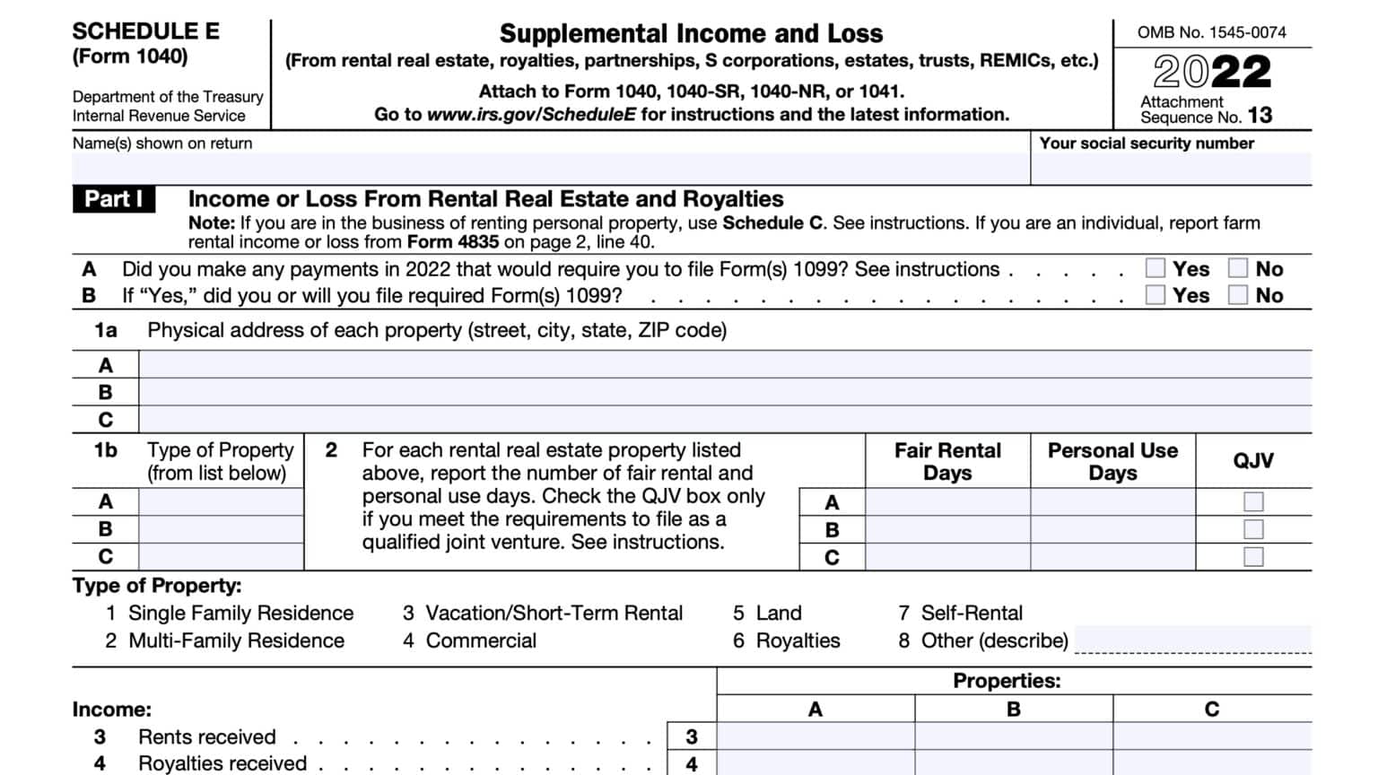 IRS Form 8825 Instructions: Partnership & S-Corp Rental Income