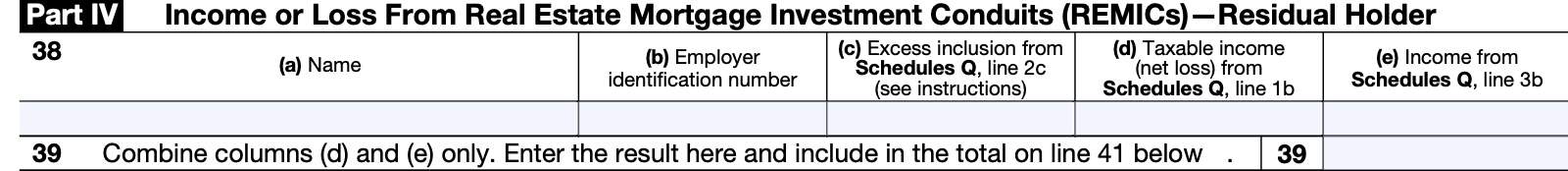IRS Schedule E, Part III: Income or Loss from Real Estate Mortgage Investment Conduits (REMICs)