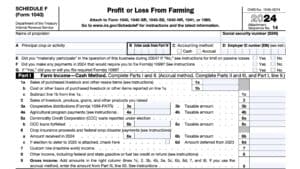 irs schedule f, profit or loss from farming