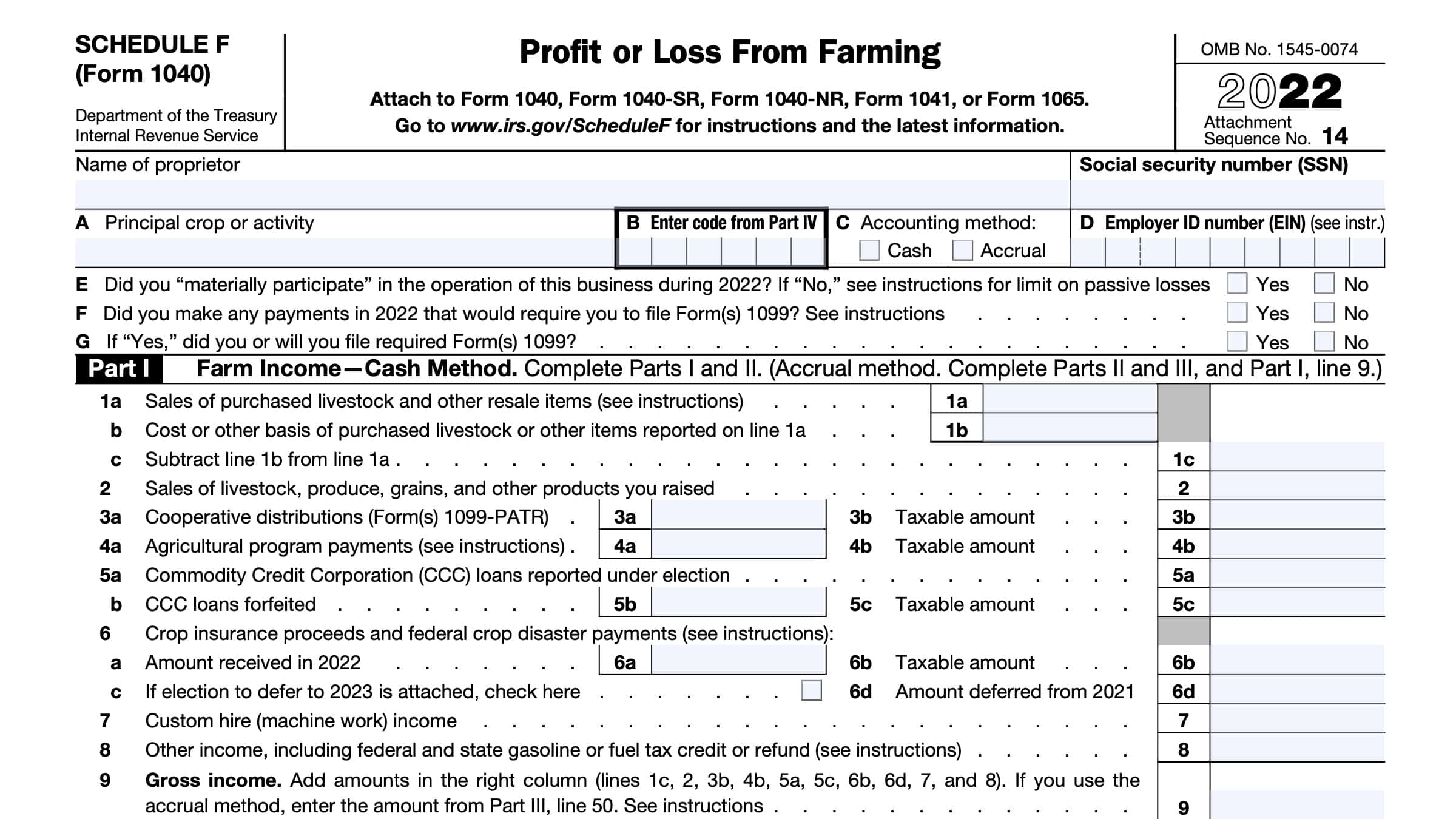 IRS Schedule F Instructions - Reporting Farming Profit or Loss