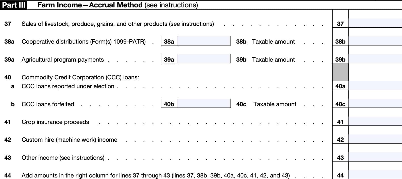 irs schedule f, part III