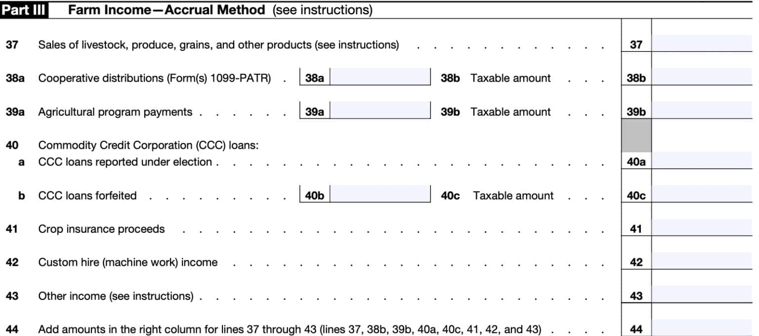 IRS Schedule F Instructions Reporting Farming Profit or Loss