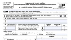 irs schedule e, supplemental income and loss