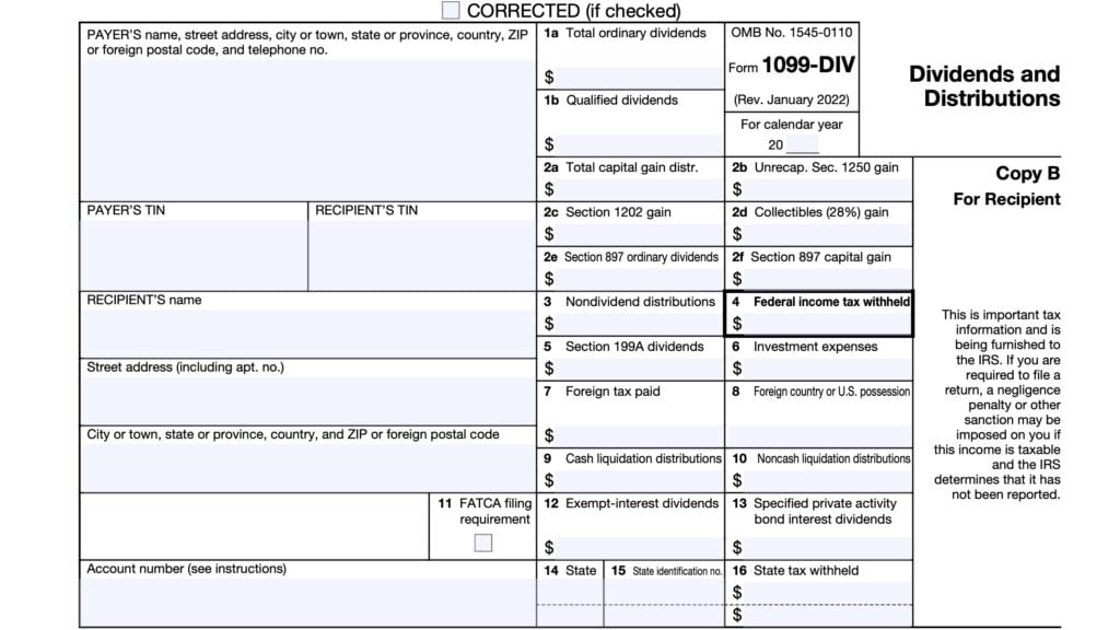 irs form 1099-div, dividends and distributions