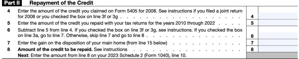 IRS Form 5405 Instructions: First-Time Homebuyer Credit