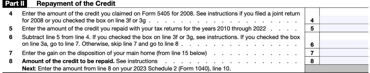 IRS Form 5405 Instructions: First-Time Homebuyer Credit