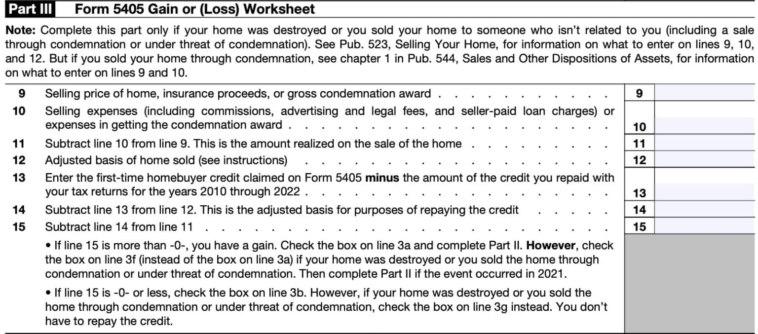 IRS Form 5405 Instructions: First-Time Homebuyer Credit