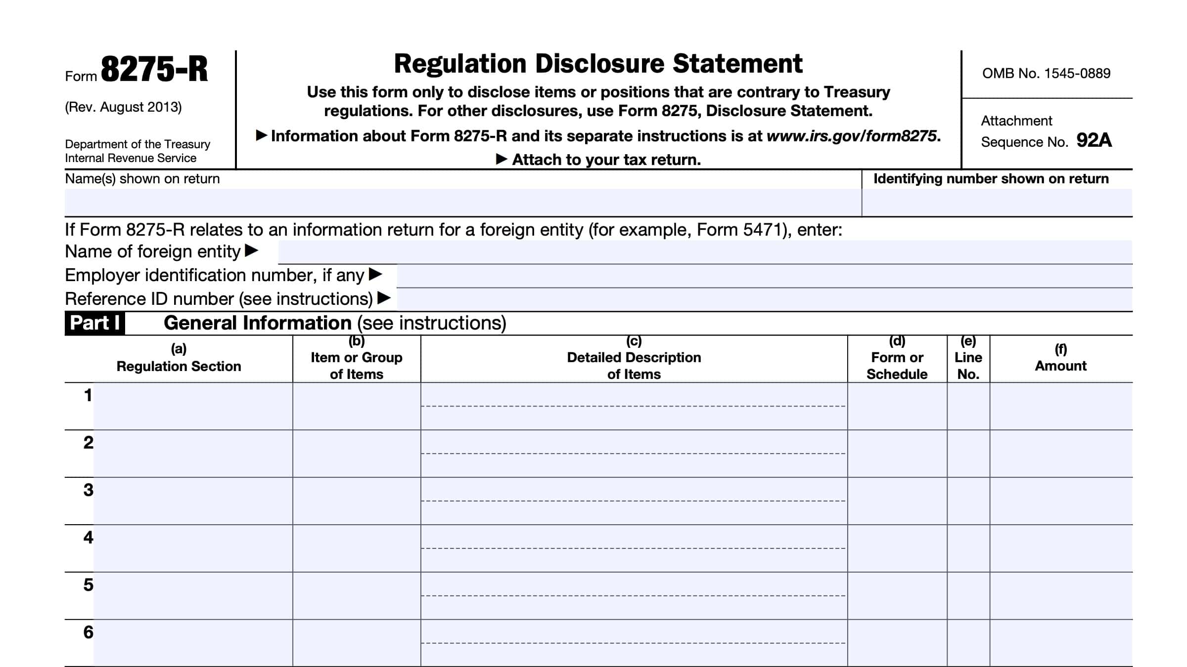 IRS Form 8275-R Instructions - Regulation Disclosure Statement