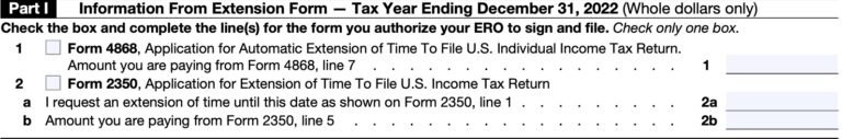 IRS Form 8878 Instructions - eFile Authorization for Tax Extensions