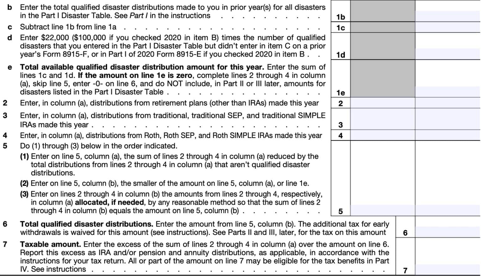 IRS Form 8915F Instructions Qualified Disaster Distributions