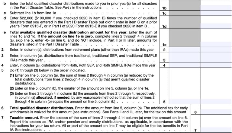 IRS Form 8915-F Instructions - Qualified Disaster Distributions