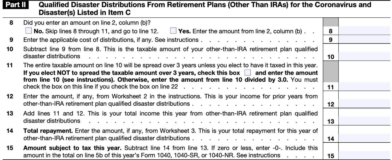 IRS Form 8915F Instructions Qualified Disaster Distributions