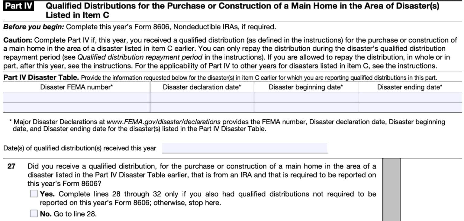 IRS Form 8915F Instructions Qualified Disaster Distributions