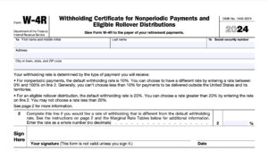 IRS Form W-4R Instructions - Nonperiodic payments and Rollovers