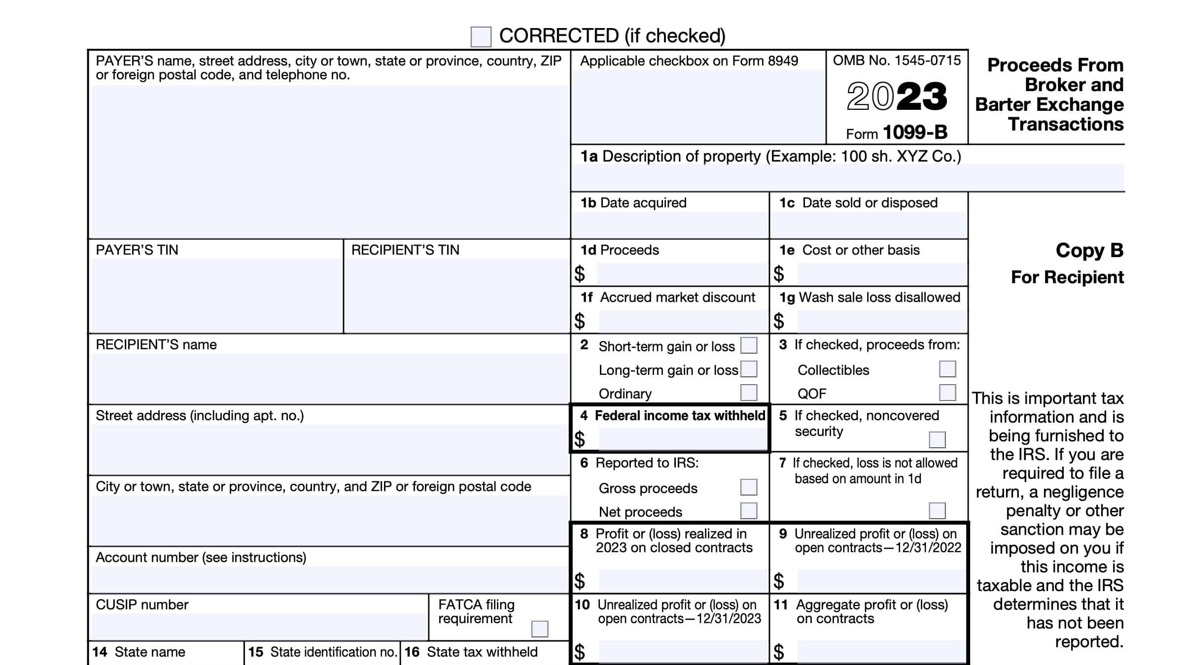 IRS Form 1099-B Instructions - Brokerage & Bartering Transactions