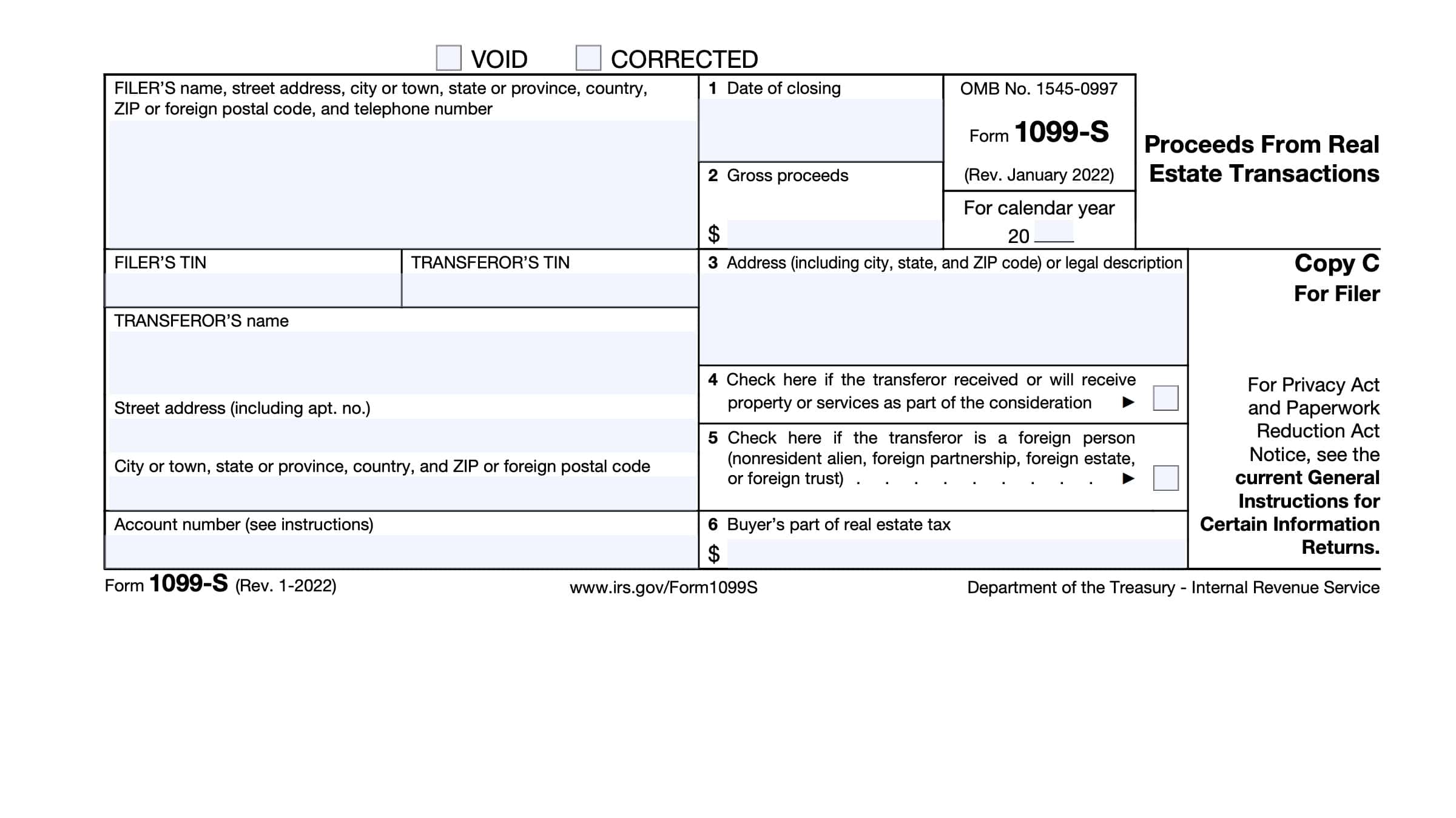 Irs Form 1099-s Instructions - Real Estate Transaction Proceeds