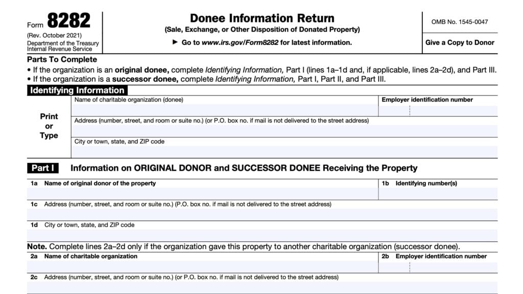 irs form 8282, donee information return