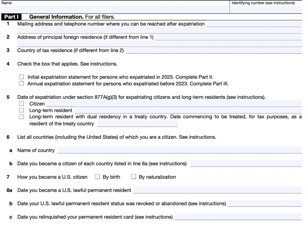 IRS Form 8854 Instructions